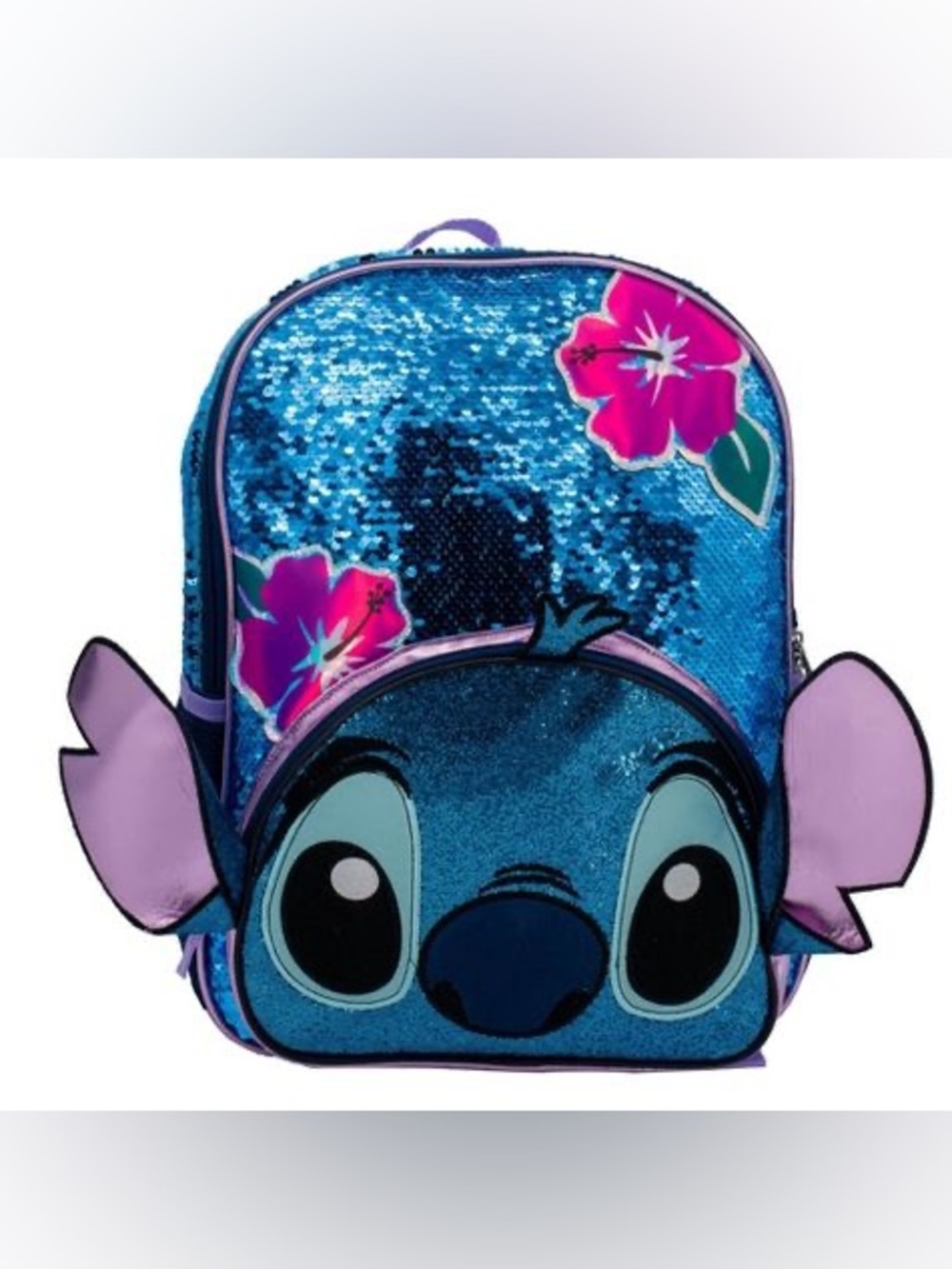 Disney Lilo Stitch Backpack Bookbag Padded Back 3D Stitch Sequins Bag